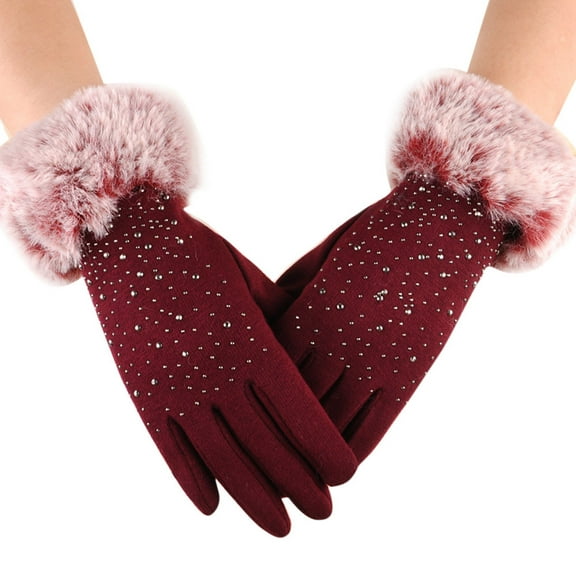 OAVQHLG3B Gloves Womens Fashion Winter Outdoor Sport Warm Gloves RD