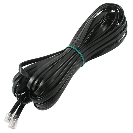 - Unique Bargains 33Ft Length 6P6C RJ11 Telephone Extension Fax Modem Cable Line Black