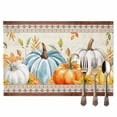 thumbnail image 2 of Fall Pumpkin Placemats Set of 1 Fallen Leaves Flower Vintage Letter Harvest Heat Insulated Linen Place Mats, Washable Stain-Proof Table Mats for Dining Tables Holiday Decor 13x19inch, 2 of 9