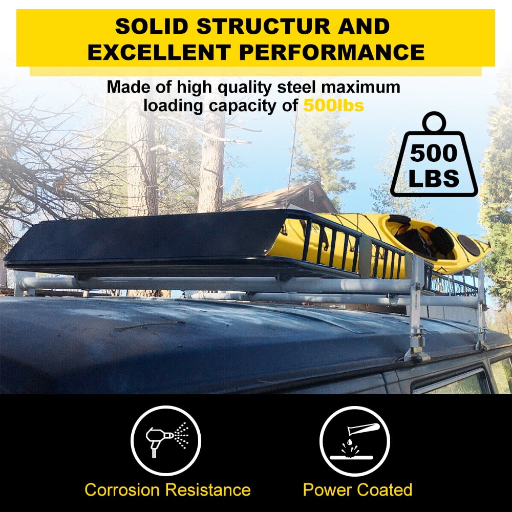 Kojem Adjustable Van Roof Ladder Rack Carrier 2 Cross Bars for Chevy Dodge Ford GMC Express 47 - 77'' 500lbs