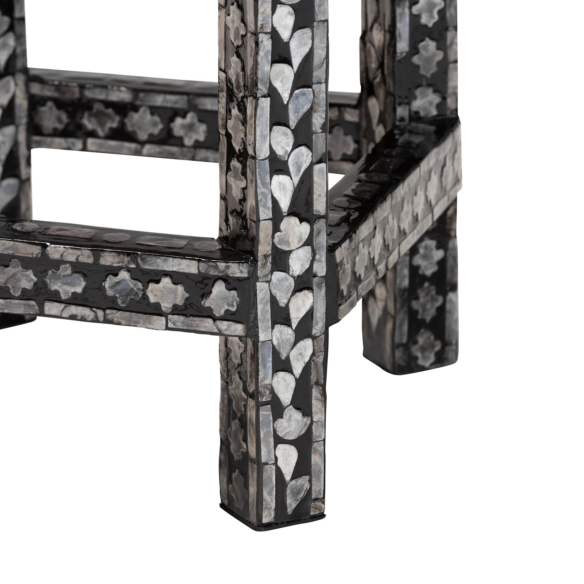 bali & pari Elara Coastal End Table, Mosaic Black