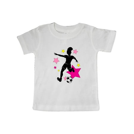 

Inktastic Girl Playing Soccer- Pink and Yellow Stars Gift Baby Girl T-Shirt