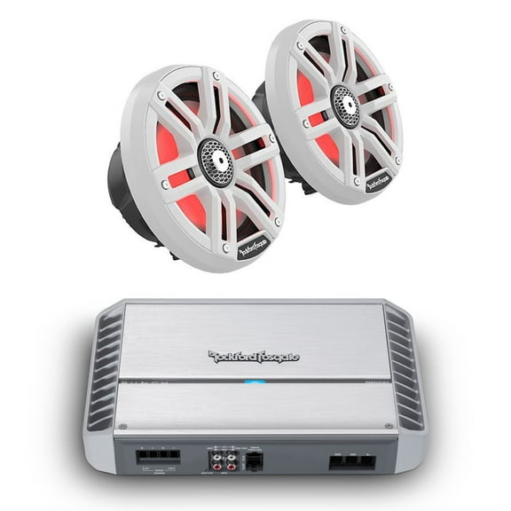 Rockford Fosgate - M2-65 6.5" White Marine Color Optix Coaxial with Punch Marine Series PM500X2 Amplifier