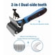 thumbnail image 2 of （blue）Pet Grooming Brush, Blue - Removes Loose Undercoat, Bristles with razor, Ergonomic Handle, For Long or Short Hair Breeds, 2 of 5