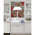 thumbnail image 3 of Christmas Swag Kitchen Curtains Sets for Windows 24 Inch Length, Red Cardinal Bird Poinsettia Pine Needles Plaid Short Window Curtain Panels Swags Valances and Tiers 3 Piece Set for Cafe/Dining Room, 3 of 5