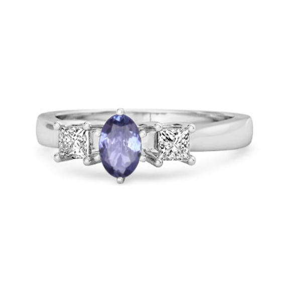 Mooneye 0.95 Ctw Tanzanite 925 Sterling Silver Three Stone Confession Valentines Day Gift Ring