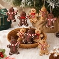 thumbnail image 2 of QISIWOLE Gingerbread Man Ornament Set of 12, Wooden Hanging Christmas Decoration, 3.2 in Wood Ornament Set, for Christmas Tree Wreath and Holiday Party Decor, 2 of 6