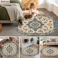 thumbnail image 5 of Round Rugs 4Ft, Southwestern Boho Blue Round Area Rug Washable Indoor Throw Carpet, Ethnic Geometric Rustic Soft Non Slip Circle Rug for Kitchen Nursery Room Home Decor Aesthetic, 5 of 8