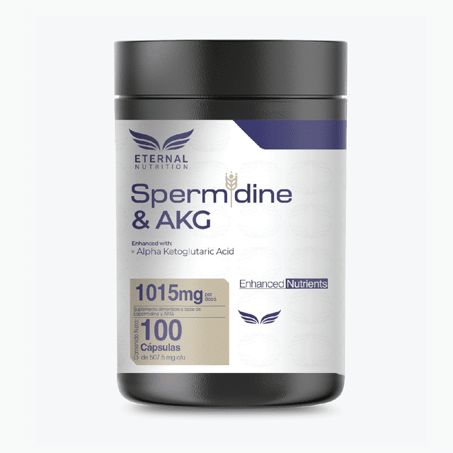 Espermidina 99% + AKG Ácido Alfa Cetoglutárico Eternal Nutrition 100 Cápsulas 1015 mg