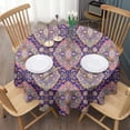 thumbnail image 3 of Multicolor Ethnic Floral Pattern Round Tablecloth 60"x60",Wrinkle Wipeable Table Cloth for Kitchen Dining Room Picnic Patio Party, 3 of 6