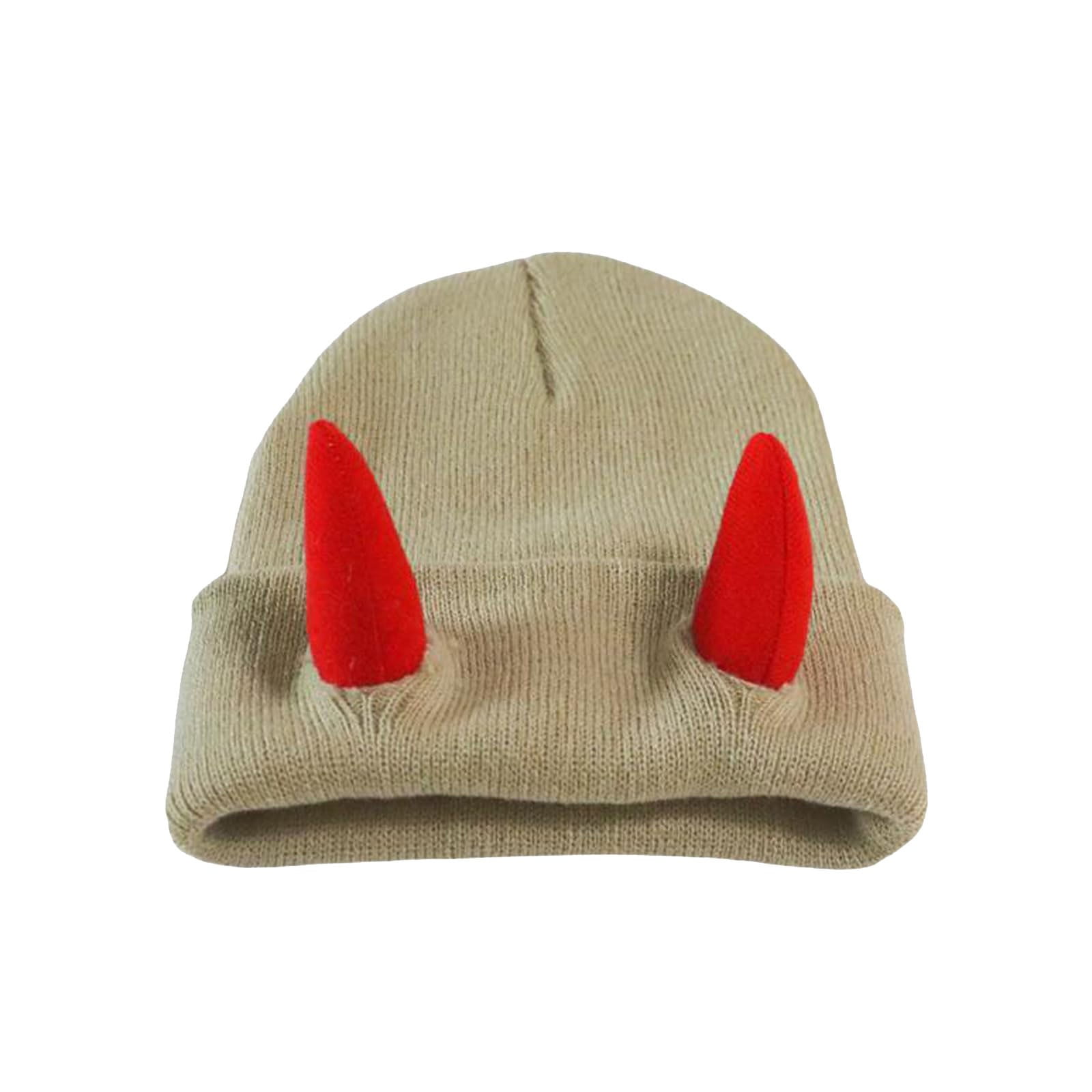 Bonnet Tricoté Avec Cornes De Diable - Unisexe Adulte/enfant - Tissu Acrylique Doux - Pour Halloween, Ski, Style Hip-hop - 6