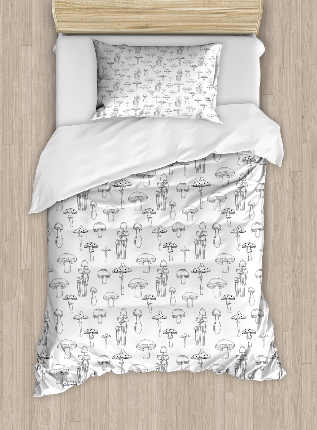 Pattern Print Mushroom Duvet Cover Bedding Set