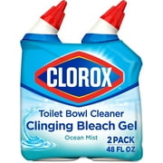 Clorox Toilet Bowl Cleaner, Clinging Bleach Gel, Ocean Mist - 24 Ounces, Pack of 2