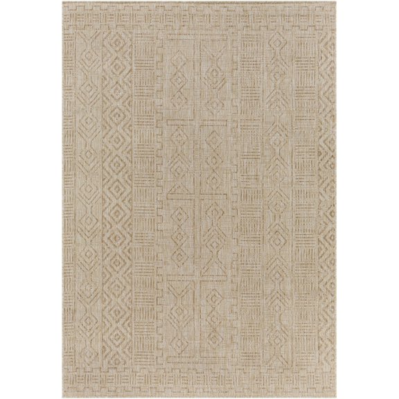 BoutiqueRugs Sampaloc Bohemian, Transitional Area Rug - Outdoor Safe - Cream, Peach, Dark Red - 8'10" x 12'