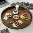 thumbnail image 6 of KINGCRAFT 30x 30 inches Large Square Ottoman Table Tray Wooden Solid Serving Tray with Handle Black Walnut Platter Decorative Tray for Oversized Ottoman Home Breakfast in Bed Tea Coffee, 6 of 7