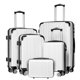 thumbnail image 1 of Coolife Luggage Expandable 5 Piece Sets PC+ABS Spinner Suitcase 20 inch 24 inch 28 inch (white grid new), 1 of 7