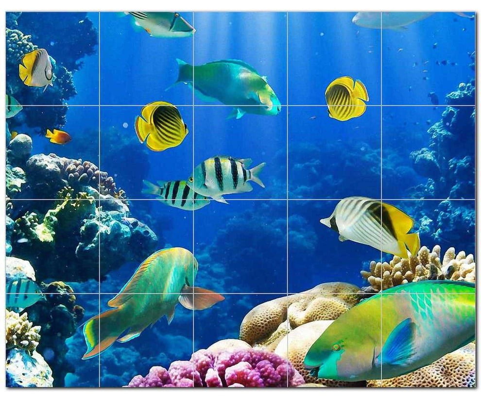 Coral Fish Underwater Ceramic Tile Mural Kitchen Backsplash Bathroom