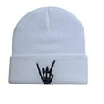 thumbnail image 4 of Quivnbaro Halloween Knit Hat with Skull and Finger Embroidery Warm Winter Beanie for Men and Women, 4 of 13