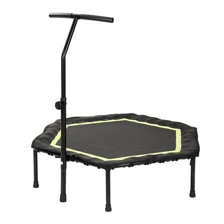 450Lbs Foldable Mini Trampoline, 45" Fitness Trampoline with Bungees, Adjustable Handle, Stable & Quiet Rebounder Trampoline for Adult Indoor/Outdoor Workout