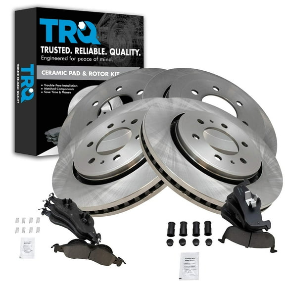 TRQ Front and Rear Brake Pad & Rotor Kit Brake Pads Brake Rotor Ceramic Fits Select 2007-2009 Ford Expedition Lincoln Navigator