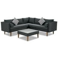 thumbnail image 6 of Harper & Bright Designs Outdoor Wicker Sofa Set with Coffee Table, 4 Pieces Patio Rattan Modular Conversation Set with Wood Leg, All Weather PE Wicker L Shaped Couch for Garden Backyard, Black+ Gray, 6 of 12