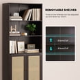 thumbnail image 5 of Farini Tall 5 Tier Bookcase, Storage Shelf with Rattan Doors for Living Room, Office, Library, Walnut, 5 of 8