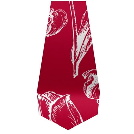 

OWNTA Tulips Red Pattern Elegant Polyester Table Runner Perfect for Your Tables - Dining Table Decoration