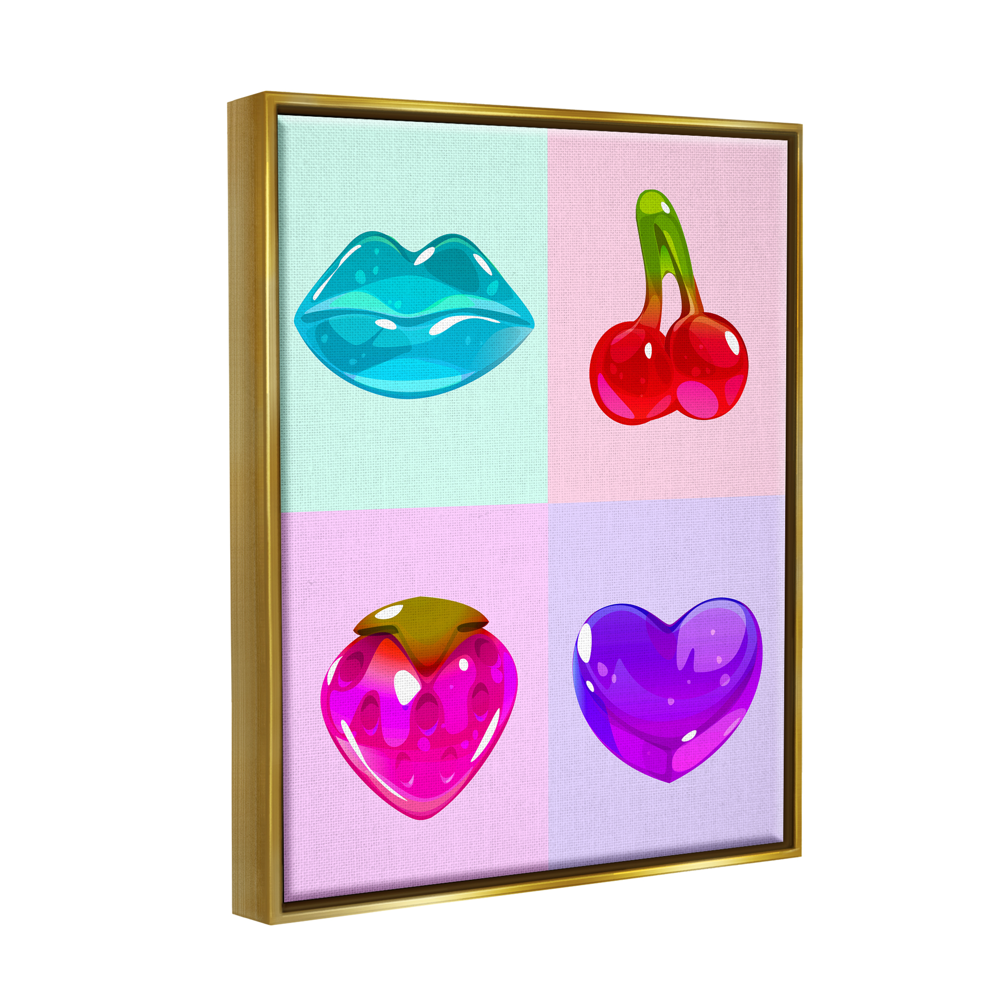 Stupell Industries Varied Gummy Candies Food & Beverage Painting Gold Floater Framed Art Print Wall Art, 17 x 21