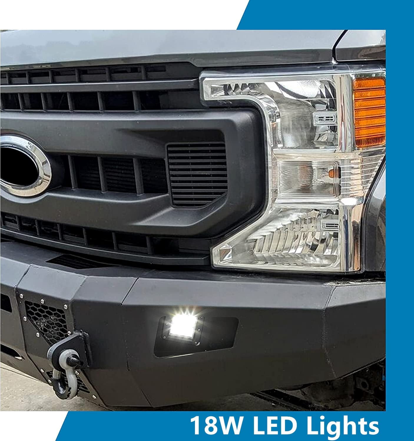 KOJEM Front Bumper for 2017-2019 Ford F250 F350 F450 Super Duty w/LED Lights 3 PCS