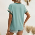 thumbnail image 6 of ECZHAW Womens Color Block Oversized Tops Trendy Casual Summer Textured Ribbed Knit T Shirts Loose Fit Short Sleeve Tshirts, 6 of 7
