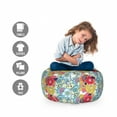 thumbnail image 2 of Floral Storage Toy Bag Chair, Floral Theme Colorful Blossoms and Leaves Arrangement Garden Art, Stuffed Animal Organizer Washable Bag, Small Size, Pale Teal and Dark Coral, by Ambesonne, 2 of 3