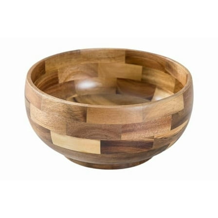 Lipper International Acacia Round Serving Bowl for Pasta, Fruits, Salads, or Popcorn, 8" Diameter x 3.25" Height, Single Bowl
