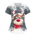 thumbnail image 5 of Uniformes de enfermera navideños para mujer, ropa de trabajo con cuello en V y manga corta con estampado y bolsillo, ropa de trabajo para enfermeras, monos, uniformes médicos, 5 of 5