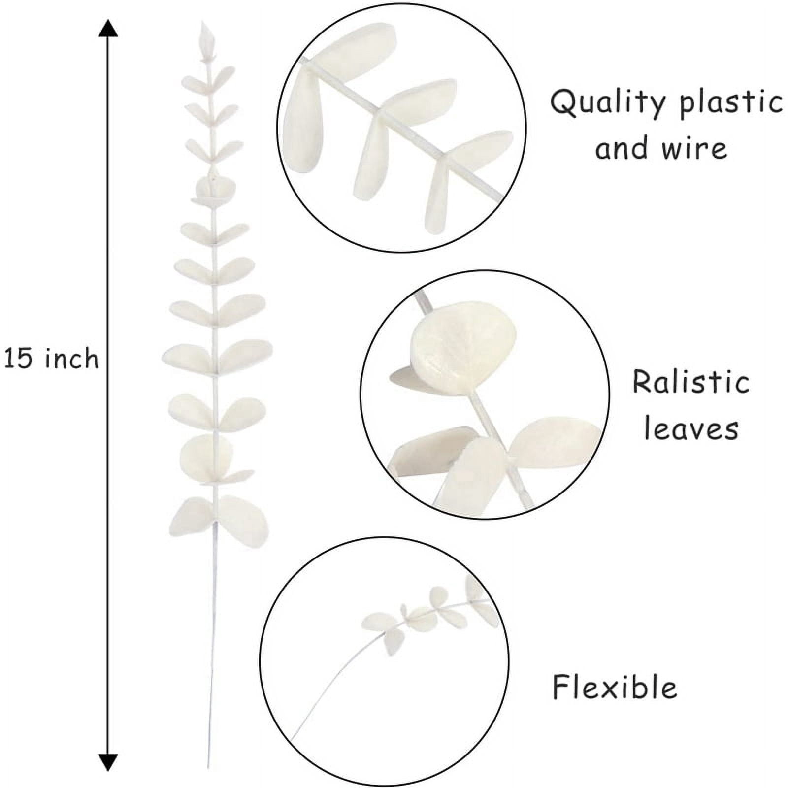 White Artificial Eucalyptus Stems,36Pcs Faux Branches Leaves Arrangement Wedding Bouquet Decor
