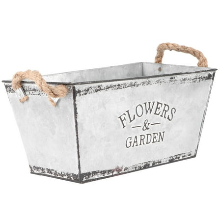 

Flower Bucket Iron Sheet Flower Bucket Dried Flowers Storage Bucket for Shop (Silver Large Size)