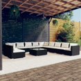 thumbnail image 1 of vidaXL 12 Piece Garden Lounge Set with Cushions Black Poly Rattan, 1 of 5