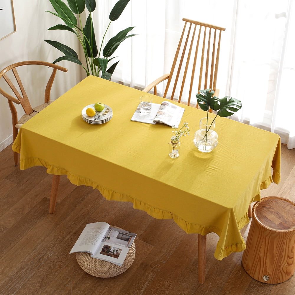 Yellow Pineapple Printed Cotton Linen Tassel Table Cloth Cover Home Party Decor