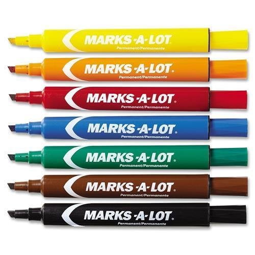 24800 Marcadores de rotafolio Avery Marks-A-Lot Everbold - Estilo de punta de marcador de cincel - Negro Azul Naranja Verde Púrpura Amarillo Rojo Marrón Tinta - 12 / Juego