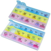 Weekly Pill Organizer, (Pack of 2) 21 Day Pill Planners for Pills Vitamins & Medication, 3 Times-a-Day Medication Reminder Boxes, Easy to Read & Travel Friendly