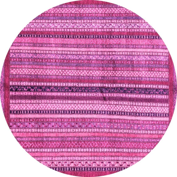 Ahgly Company Indoor Round Abstract Pink Modern Area Rugs, 6' Round
