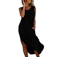 thumbnail image 3 of Horkkom Flowy Dresses for Women Summer Sleeveless Maxi Dresses Beach Solid Color Long Dresses with Pockets Silt Side S, 3 of 7