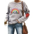 thumbnail image 2 of TWZH Women Long Sleeve You Are My Sunshine Rainbow Heart Sweatshirt Tops, 2 of 5
