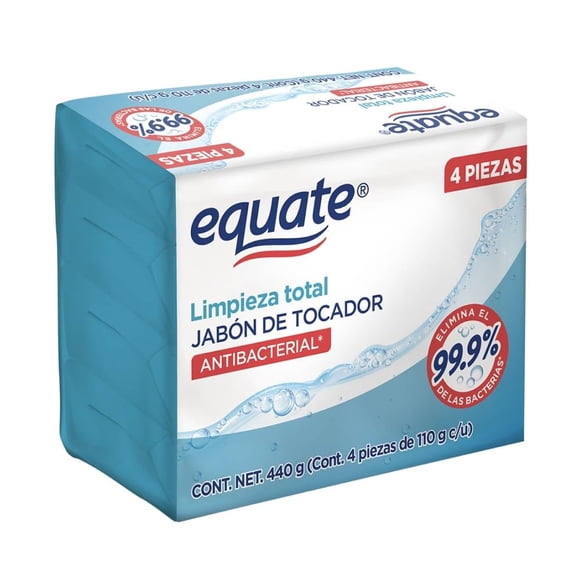 Jabón de tocador Equate limpieza total antibacterial 4 barras 110 g/u