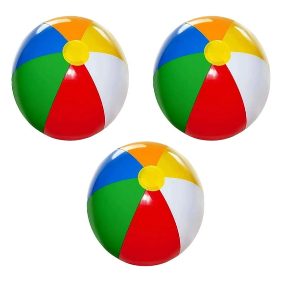 BESTSKY Beach Balls, Inflatable 16-Inch Rainbow Beach Ball Set, Fun Summer Beach Toys, 3-Pack