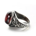 thumbnail image 2 of PAMTIER Unisex Stainless Steel Vintage Domineering Oval Cut Red Gemstone Rhinestones Ring Special Flowers Totem Wedding Band Comfort Fit Size 12, 2 of 6