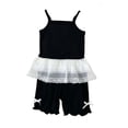 thumbnail image 2 of Stamzod Toddler Girl Outfits Casual Lace Camisole Tops + Ribbed Shorts Set Girls Summer Clothes Black 2 Years, 2 of 6