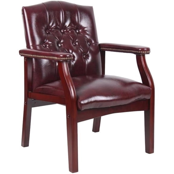 Nicer Furniture AP416-BY Traditional Black Caressoft Vinyl Guest Chair Conference Room Side Chair, Burgundy