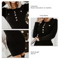 thumbnail image 3 of Vestido De Punto Acanalado Vestido De Jersey Vestido De Punto Acanalado De Manga Larga Para Mujer Botón De Cuello Redondo De Color Puro Vestido De Jersey Ajustado Para Citas De ANGGREK Negro L, 3 of 6