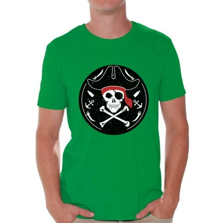 Mens Jolly Roger - Awkward Styles Jolly Roger Tshirt for Men Pirate Skull Shirt Jolly Roger Skull T Shirt Dia de los Muertos Gifts for Him Day of the Dead Shirt Pirate Skull Flag Shirt Pirate Birthday Costume Shirt
