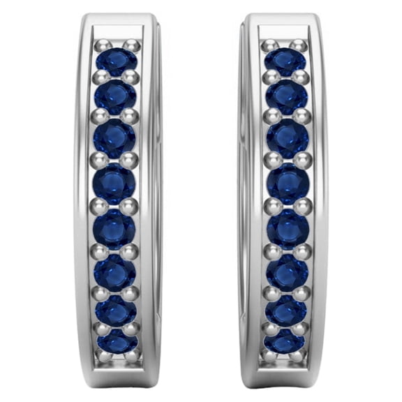 Mooneye Solid 925 Sterling Silver round Blue Sapphire Huggie Hoops Mother's Day Gift Women Earrings